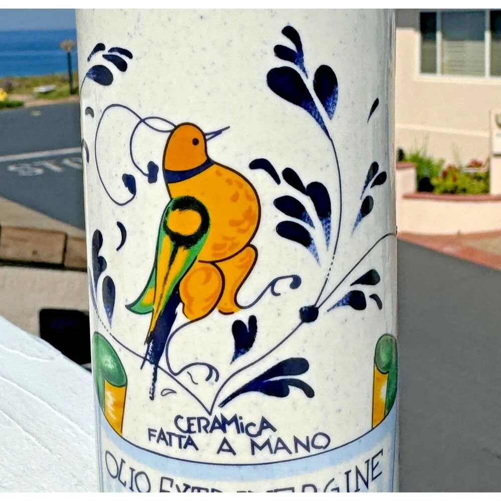 Italian Ceramic Olive Oil Bottle Set‎ Bird Figurines Kitchen Decor Hand Painted